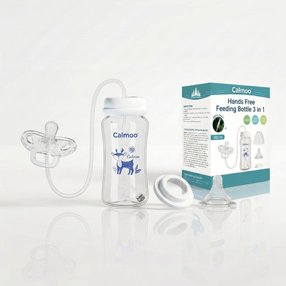 Calmoo® Hands-Free Baby Bottle for busy parents