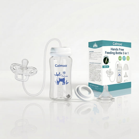 Calmoo® Hands-Free Baby Bottle for busy parents