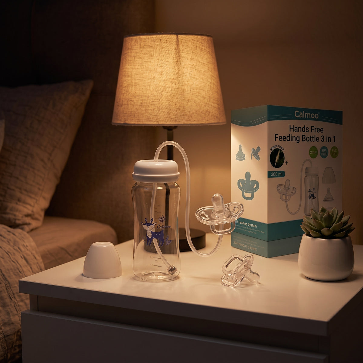 Calmoo® Hands-Free Baby Bottle for busy parents